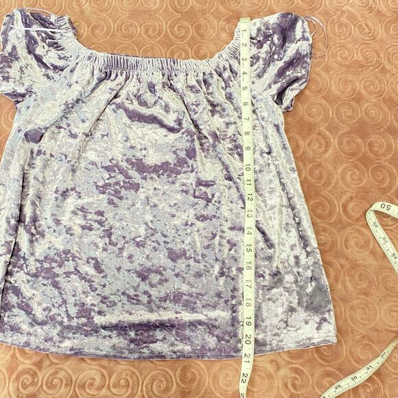 Hippie Rose Off the Shoulder Velvet Purple Top Size Medium - Picture 7 of 8